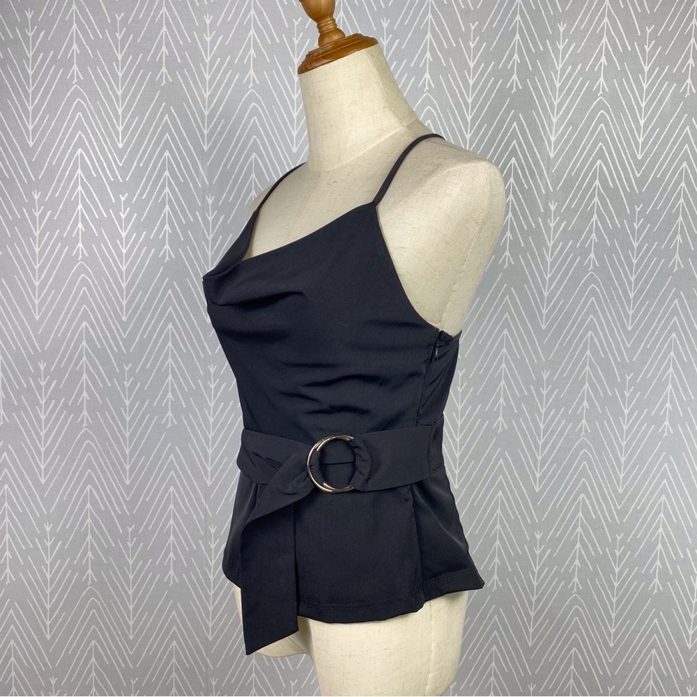 URBAN OUTFITTERS Black Cowl Neck top with built-in belt. NWT